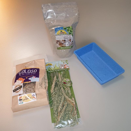 BOX GNAM - Kit Completo con Sabia, Mix Goloso e Spighe per Criceti