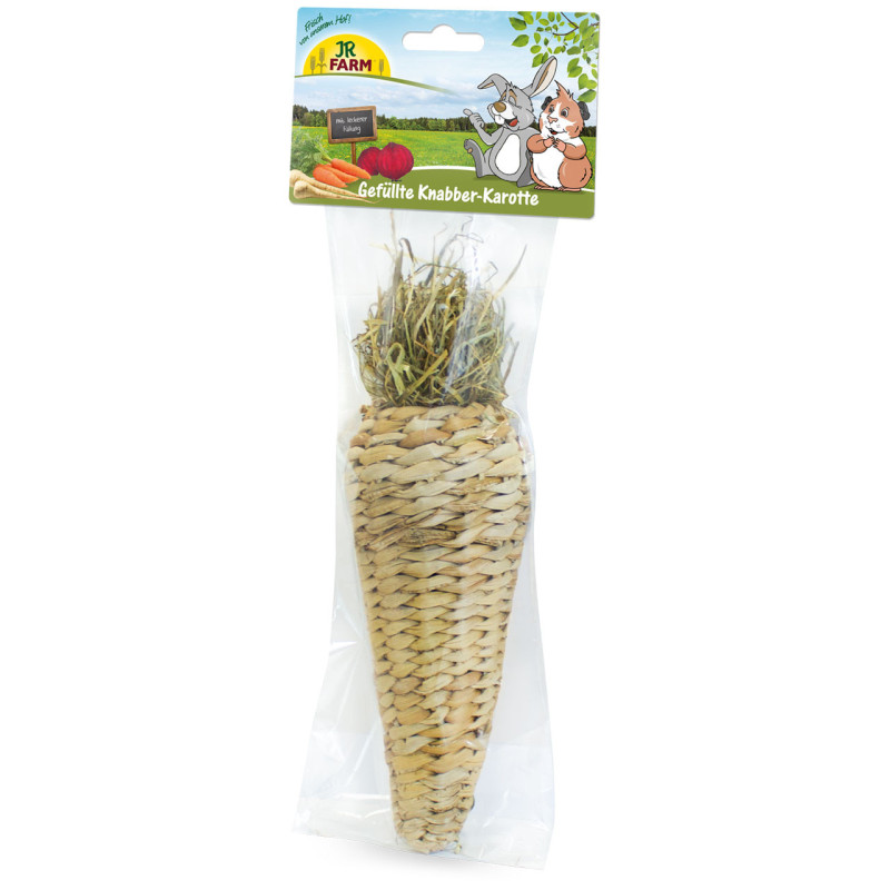 Carota con Ripieno Aromatico di Fieno e Verdure per Conigli e Roditori