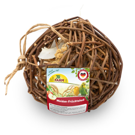 Palla di Salice Naturale con Miglio e Frutti per Uccelli Ornamentali