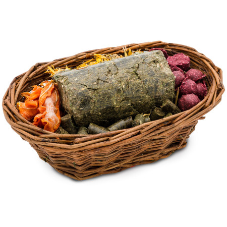 Cestino di vimini naturale per roditori | Fieno, verdure e benessere